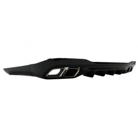 Rear Bumper Diffuser with Exhaust Muffler Tips suitable for Mercedes C Class W206 S206 Sport Line (2021-Up) C63 Design