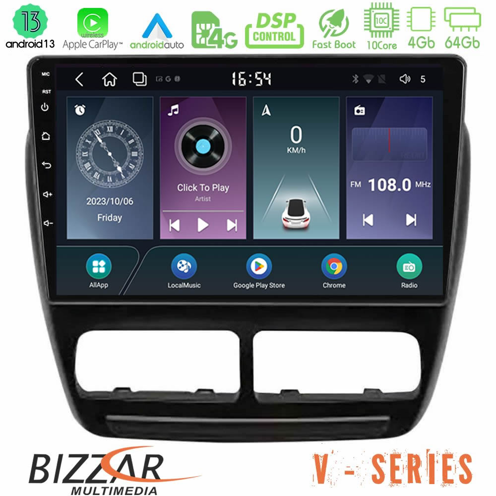 Bizzar V Series Fiat Doblo / Opel Combo 2010-2014 10core Android13 4+64GB Navigation Multimedia Tablet 9″