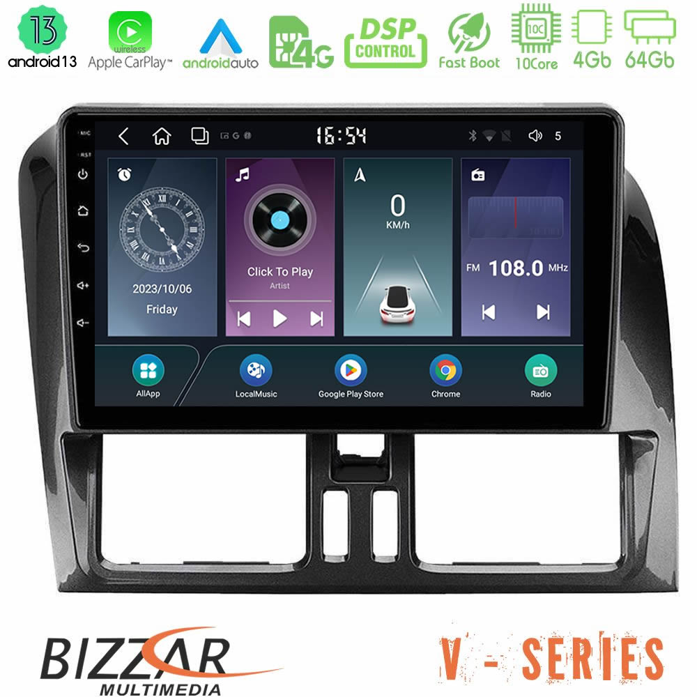 Bizzar V Series Volvo XC60 2009-2012 10core Android13 4+64GB Navigation Multimedia Tablet 9″