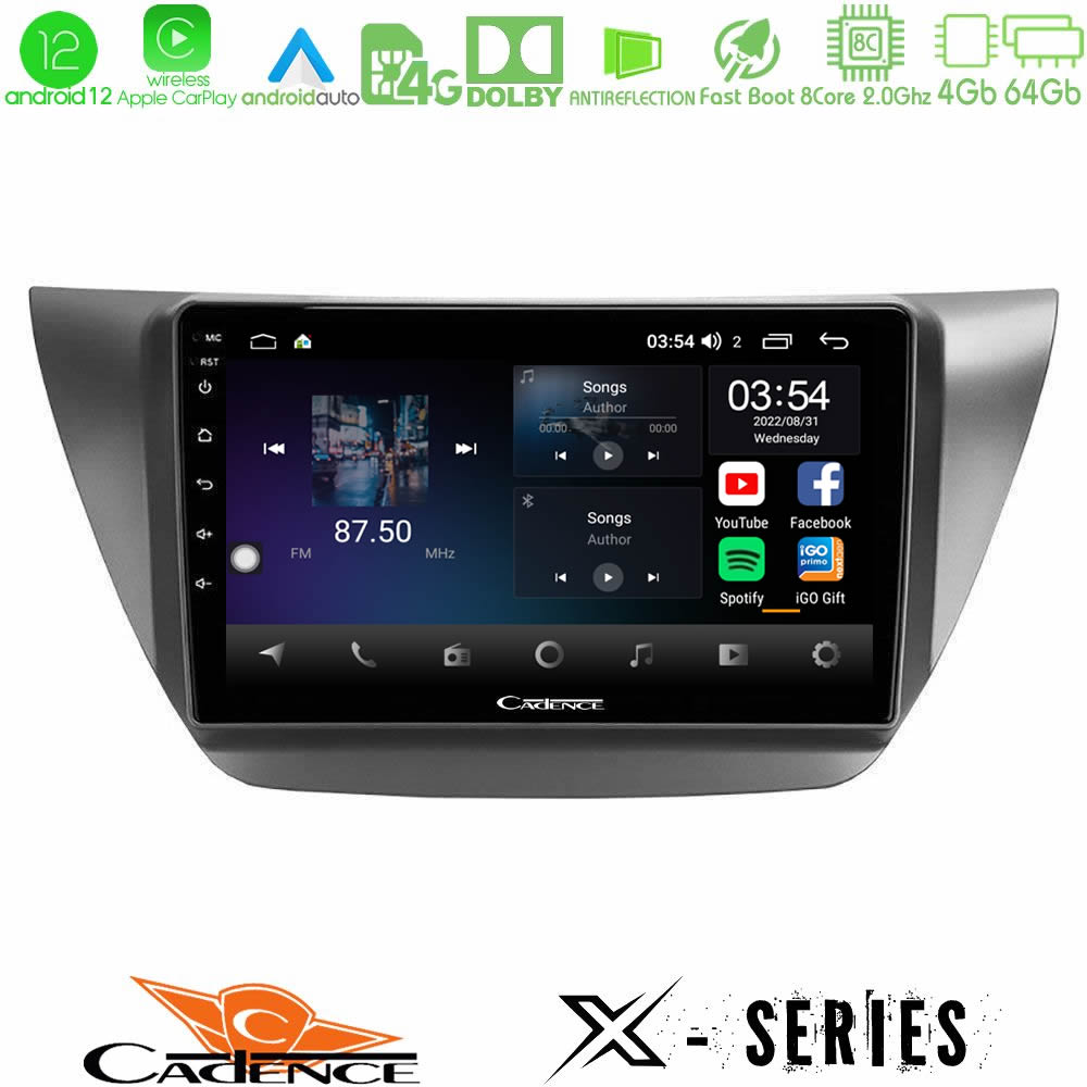 Cadence X Series Mitsubishi Lancer 2004 – 2008 8core Android12 4+64GB Navigation Multimedia Tablet 9″