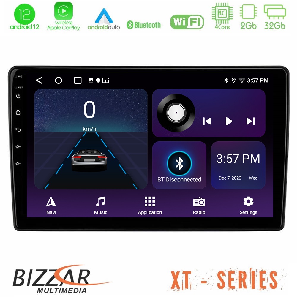 Bizzar XT Series Android12 2+32GB Navigation Multimedia Tablet 9″ Με Carplay & Android Auto